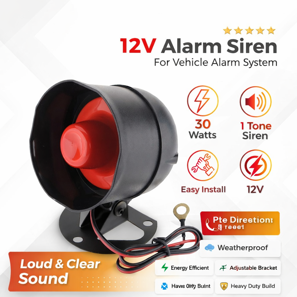 12V Siren Alarm 95dB Single Tone